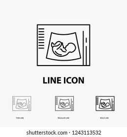 Maternity, pregnancy, sonogram, baby, ultrasound Icon in Thin, Regular and Bold Line Style. Vector illustration