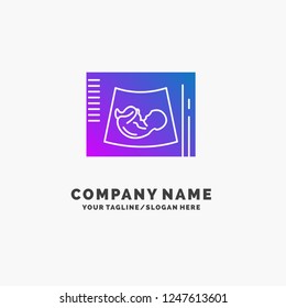 Maternity, pregnancy, sonogram, baby, ultrasound Purple Business Logo Template. Place for Tagline.