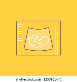 Maternity, pregnancy, sonogram, baby, ultrasound Flat Line Filled Icon. Beautiful Logo button over yellow background for UI and UX, website or mobile application