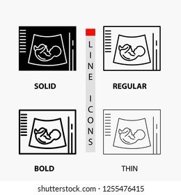 Maternity, pregnancy, sonogram, baby, ultrasound Icon in Thin, Regular, Bold Line and Glyph Style. Vector illustration