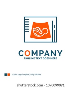 Maternity, pregnancy, sonogram, baby, ultrasound Logo Design. Blue and Orange Brand Name Design. Place for Tagline. Business Logo template.