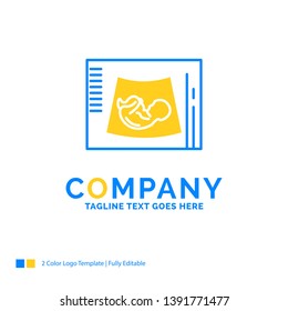 Maternity, pregnancy, sonogram, baby, ultrasound Blue Yellow Business Logo template. Creative Design Template Place for Tagline.