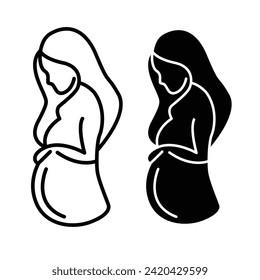 Maternity Safety Line Icon. Pregnancy Safe Indicator Icon in Black and White Color.