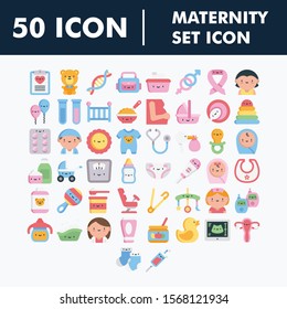 Maternity Set Icons Vector, flat color.
