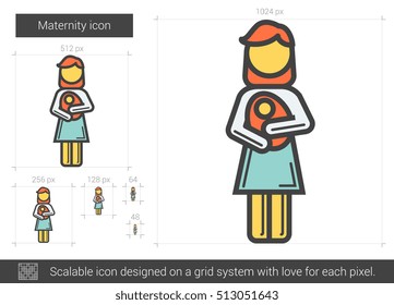Maternity vector line icon isolated on white background. Maternity line icon for infographic, website or app. Scalable icon designed on a grid system.