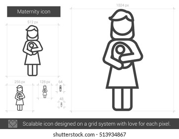 Vektor-Mutterschaft-Symbol einzeln auf weißem Hintergrund. Das Maternity Line Symbol für Infografik, Website oder App. Skalierbares Symbol, das auf einem Gittersystem entworfen wurde.