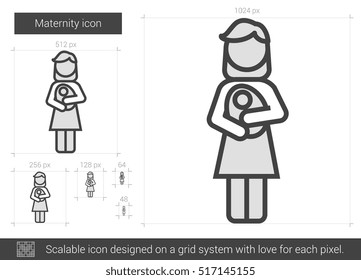 Maternity vector line icon isolated on white background. Maternity line icon for infographic, website or app. Scalable icon designed on a grid system.