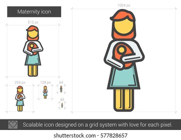 Maternity vector line icon isolated on white background. Maternity line icon for infographic, website or app. Scalable icon designed on a grid system.