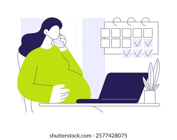 Maternity-leave policy abstract concept vector illustration. Future mother deals with maternity leave policy, public health medicine, holiday entitlement for pregnant abstract metaphor.