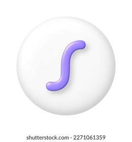 Math 3D icon. Purple function sign on white round button. 3d realistic design element. Vector illustration.