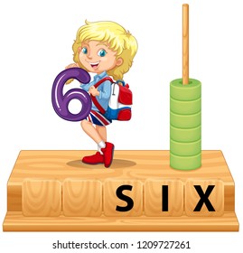 Math abacus number six illustration