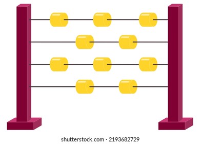 Mathe-Abacus-Symbol mit rosafarbenem Ständer und gelben Rollen