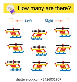 Math activity for children. Cartoon helicopters. 
