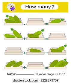 Math activity for kıds. Developing numeracy skills. Number range up to 10. Vector illustration