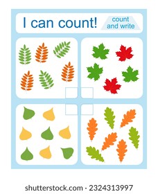 Math activity for kids. I can count. Developing numeracy skills. Vector illustration. 