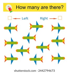 Math activity for kids. Cartoon airplane. Vector illustration. 