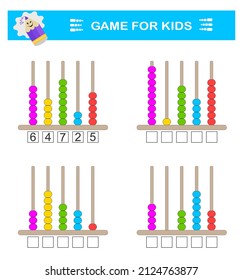 Math activity for kids. Developing numeracy skills. Number range up to 10. Vector illustration.