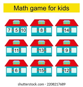 Math activity for kids. Developing numeracy skills. Number range up to 20. Vector illustration.