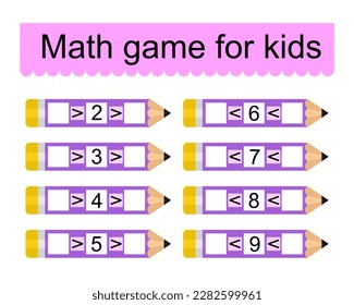 Math activity for kids. Developing numeracy skills. Number range up to 10. Vector illustration.