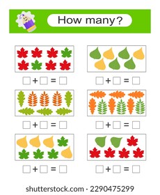 Math activity for kids. Developing numeracy skills. Number range up to 10. Vector illustration.