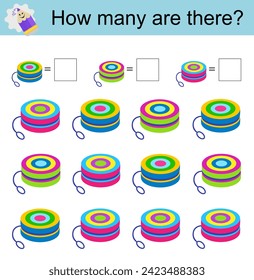 Math activity for kids. Developing numeracy skills. Toy yo-yo. 