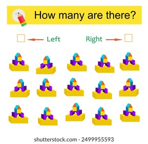 Math activity for kids. Developing numeracy skills. Cartoon pyramid. Vector illustration. 