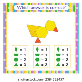 Math activity for kids. Find the correct answer. Cartoon chick.  Preschool worksheet activity.