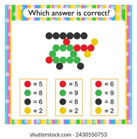 Math activity for kids. Find the correct answer. Cartoon helicopter. Vector illustration.