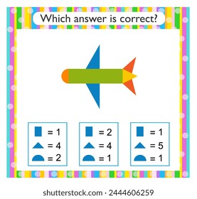 Actividad matemática para niños. Encuentra la respuesta correcta. Avión de dibujos animados. 