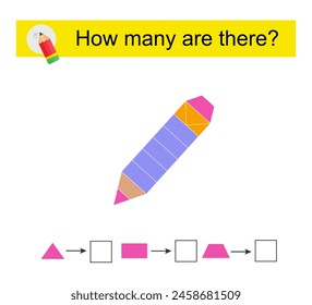 Actividad matemática para niños. ¿Cuántas Formas geométricas? Ilustración vectorial