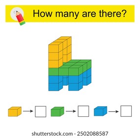 Math activity for kids. How many geometric shapes? Cartoon chair. 