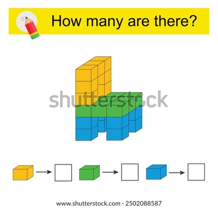 Math activity for kids. How many geometric shapes? Cartoon chair. 