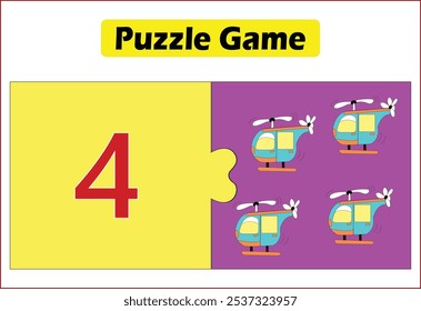 Math Activity for kids. Kids learning material. Worksheet for learning numbers. Number 4