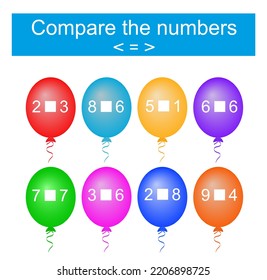 Math activity for kids. Number range up to 10. Vector illustration.