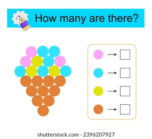 Math activity for kids. Number range up to 15. Cartoon ice cream. 