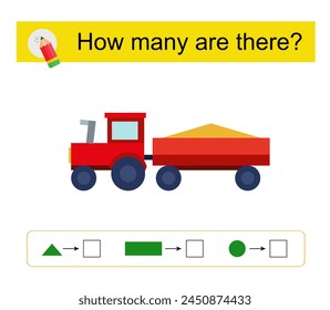 Actividad matemática para niños. Rango de números hasta 15. Camión de dibujos animados. 