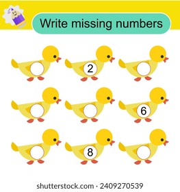 Math activity for preschoolers. Cartoon ducks. Vector illustration.