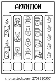 Math Activity Valentine Coloring and Activities Workbook Pages