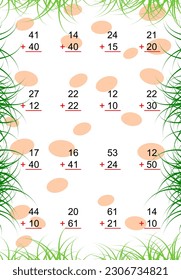 adición matemática sin reagrupar la hoja de cálculo