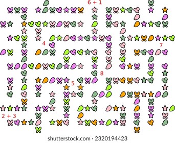 hojas de cálculo de adición matemática, juego educativo de adición de diversión