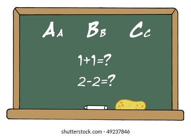 Math And Alphabet Chalkboard In A Classroom
