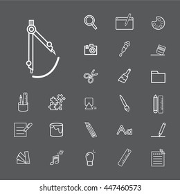 Math, Art and Study Thin Line Icons