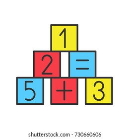 Math blocks color icon. Educational game. Isolated vector illustration