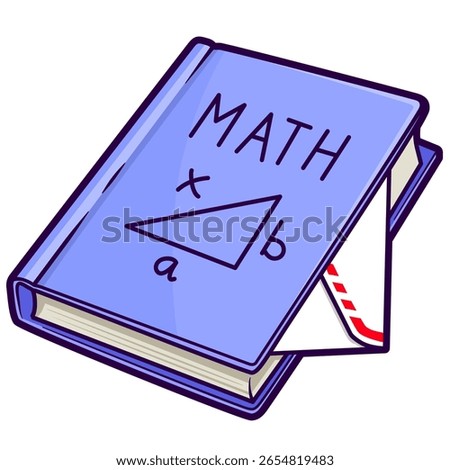 math book with envelope cartoon sticker illustration