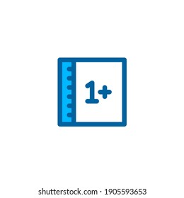 Math book icon in blue color style. Vector icon with pixel perfect