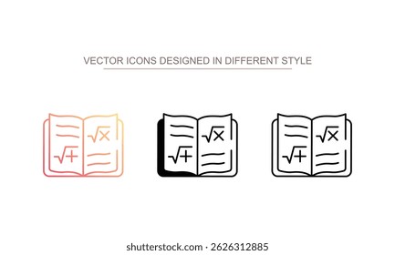 Design de ícone de livro matemático com ilustração de estoque de fundo branco