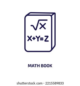 Math Book Icon From Education Collection. Thin Linear Math Book, Education, School Outline Icon Isolated On White Background. Line Vector Math Book Sign, Symbol For Web And Mobile