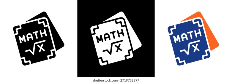 Ilustração do Vetor de Glifos do Conjunto de Ícones de Livro de Matemática