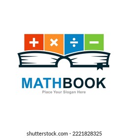 Math book logo vector design. Suitable for business, web, education, and math symbol