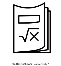 Math Book Outline Icon Vector Illustration